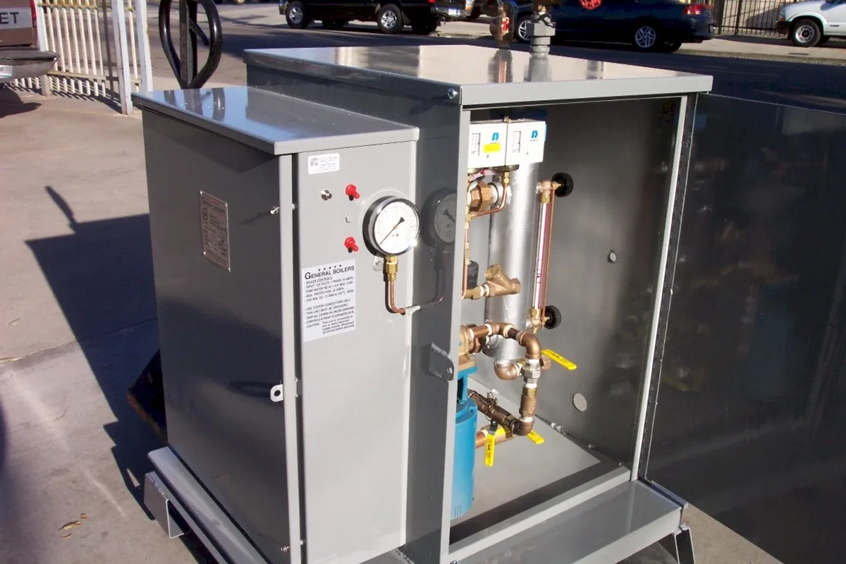 Outdoor steam boiler maintenance installation